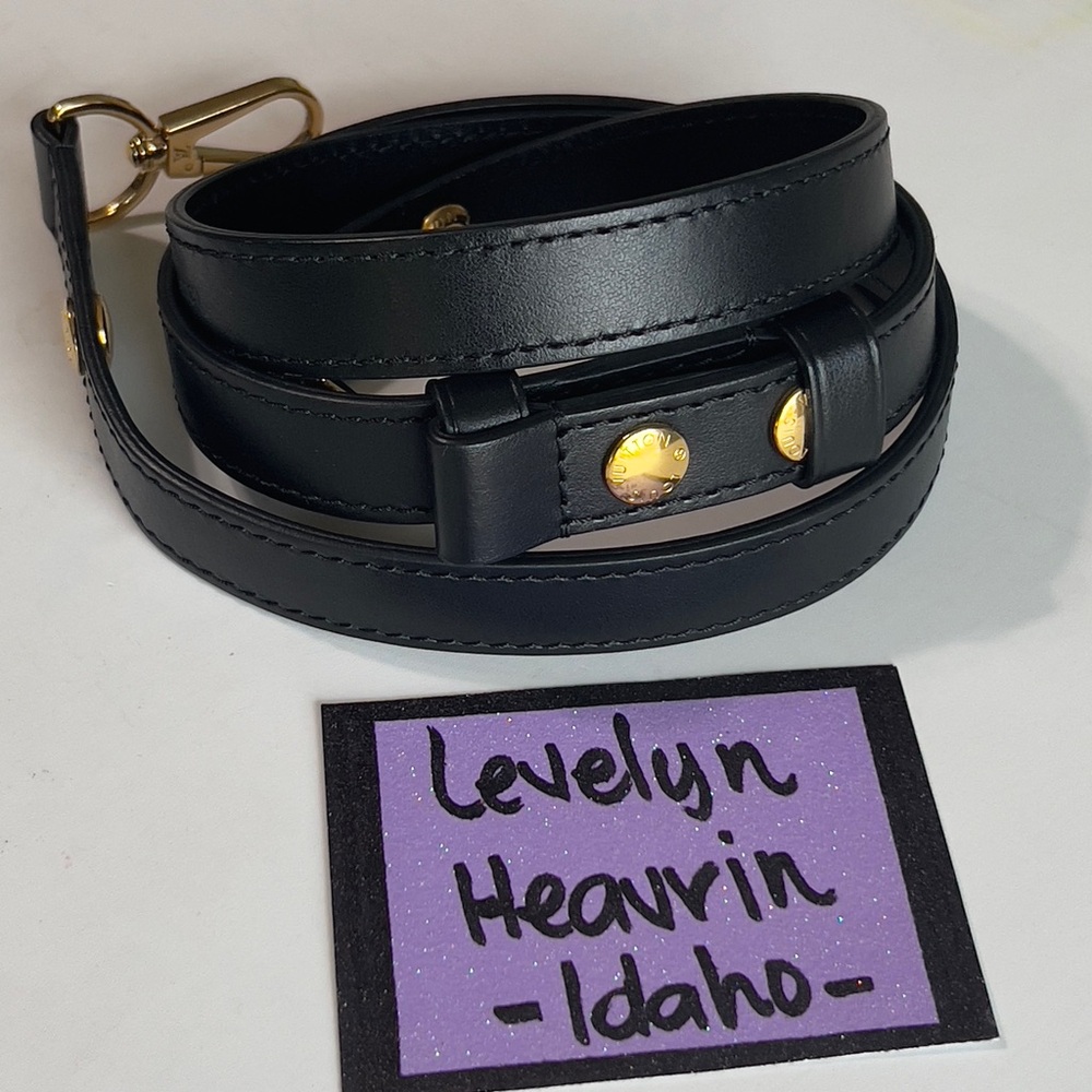 SOLD-Authentic Louis Vuitton Dauphine Epi MM Noir Leather Strap